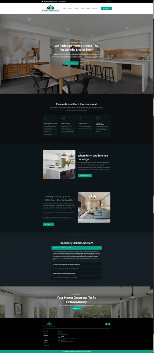 Interiors Redefined Website Screenshot