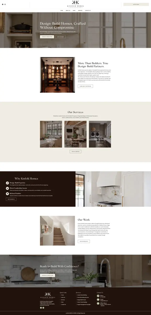 Kinfolk Homes Website Screenshot